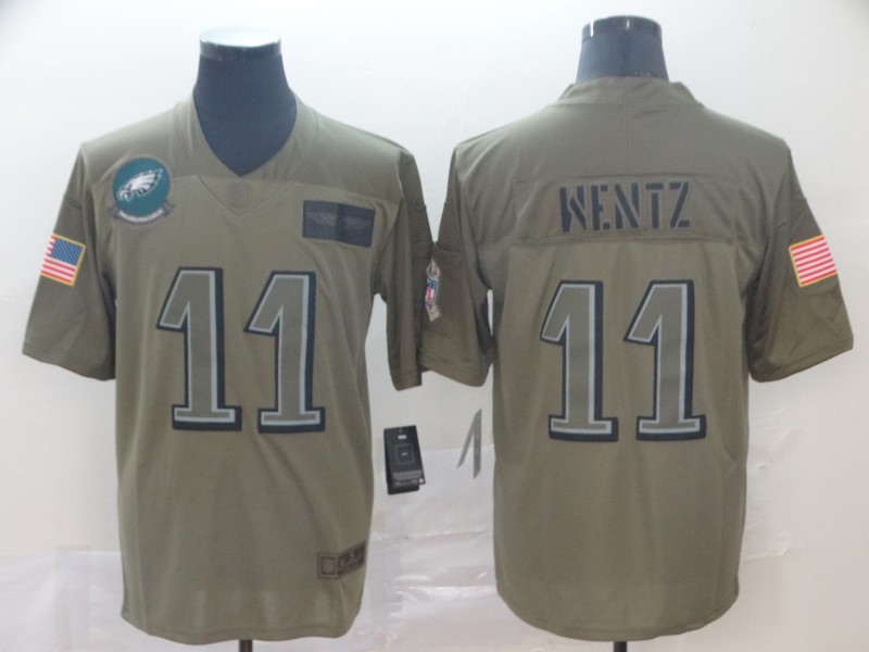 Men's Philadelphia Eagles Carson Wentz #11 Brown Team Jersey